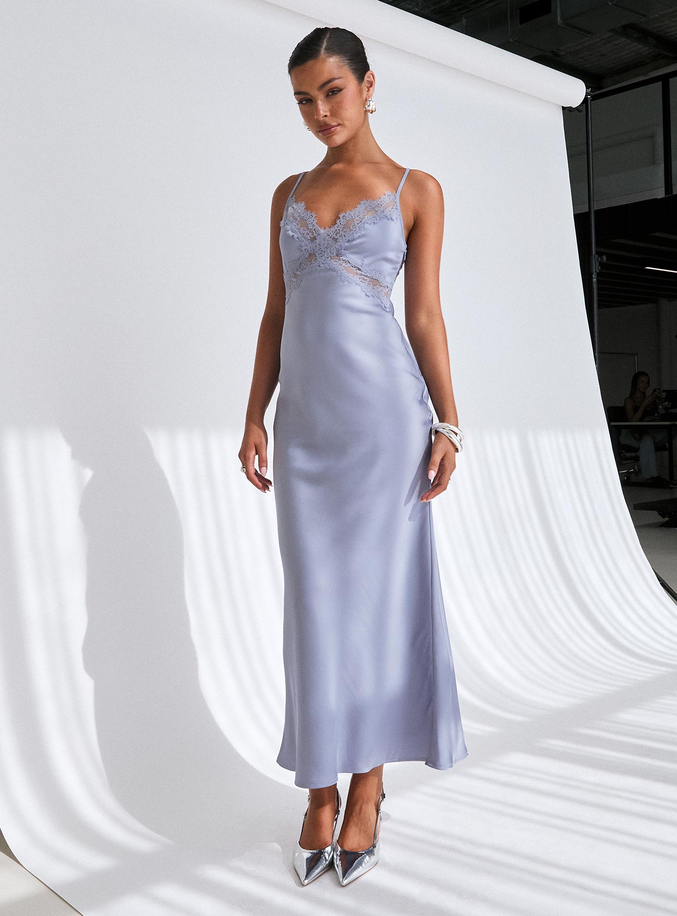 Treasure Bias Cut Maxi Dress Blue、mySite、solidvoid