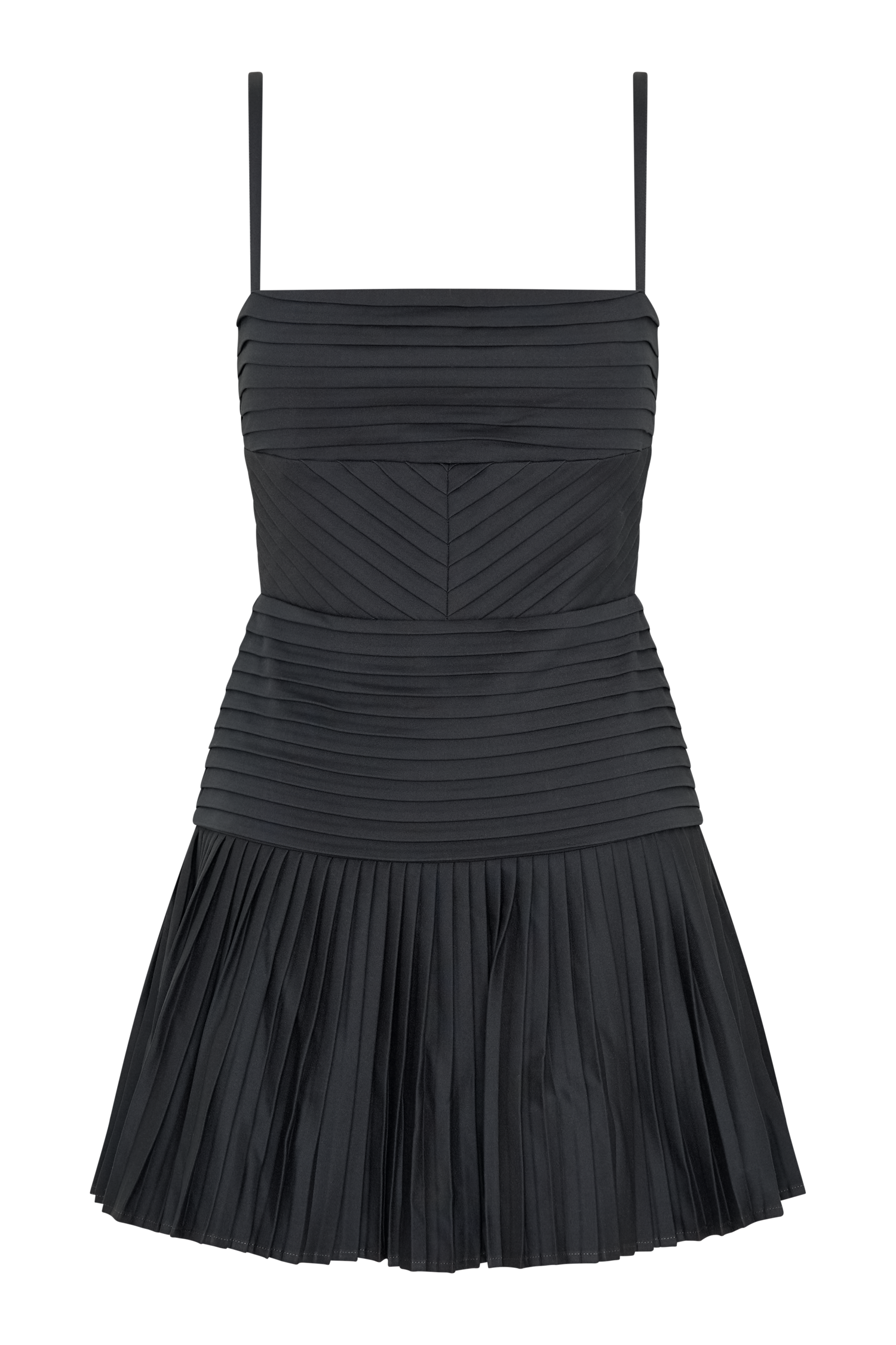 Rylee Multi Pleat Mini Dress - Charcoal、mySite、solidvoid