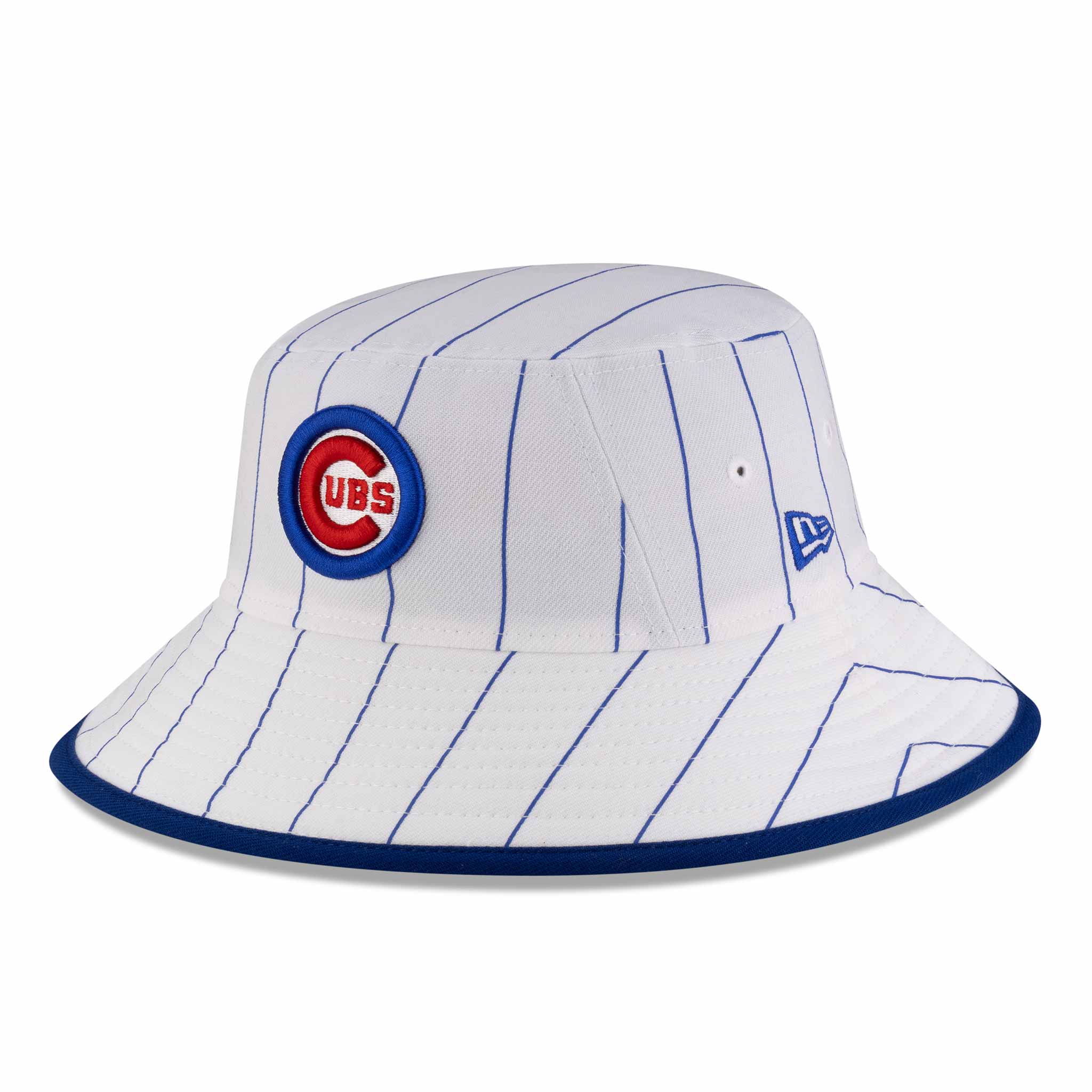 Chicago Cubs New Era White Pinstripe Bullsey Bucket Cap、mySite、vikingsvslions