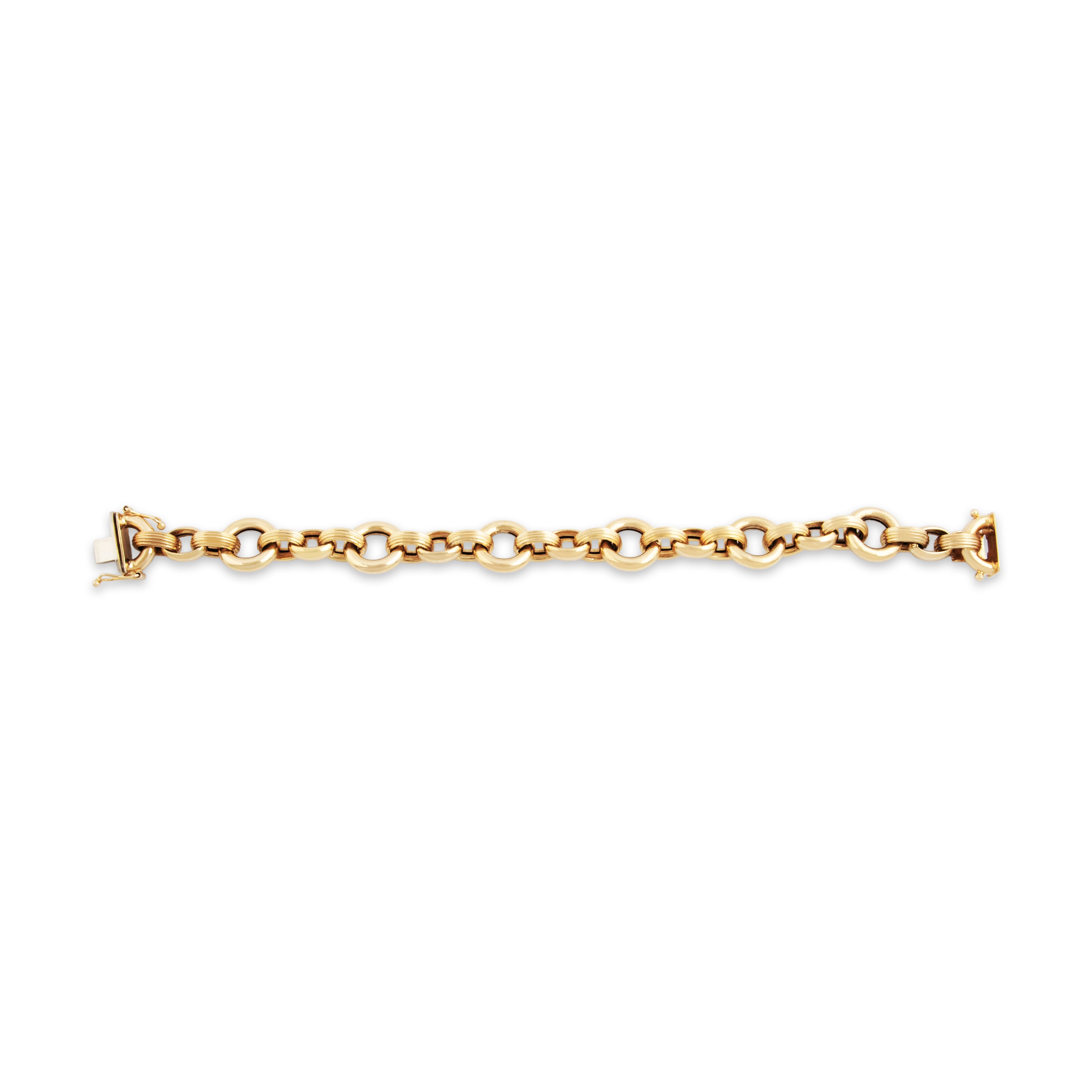 Vintage Italian 14k Yellow Gold Chunky Mixed Link Bracelet 6.5、mySite、hinf8tx79