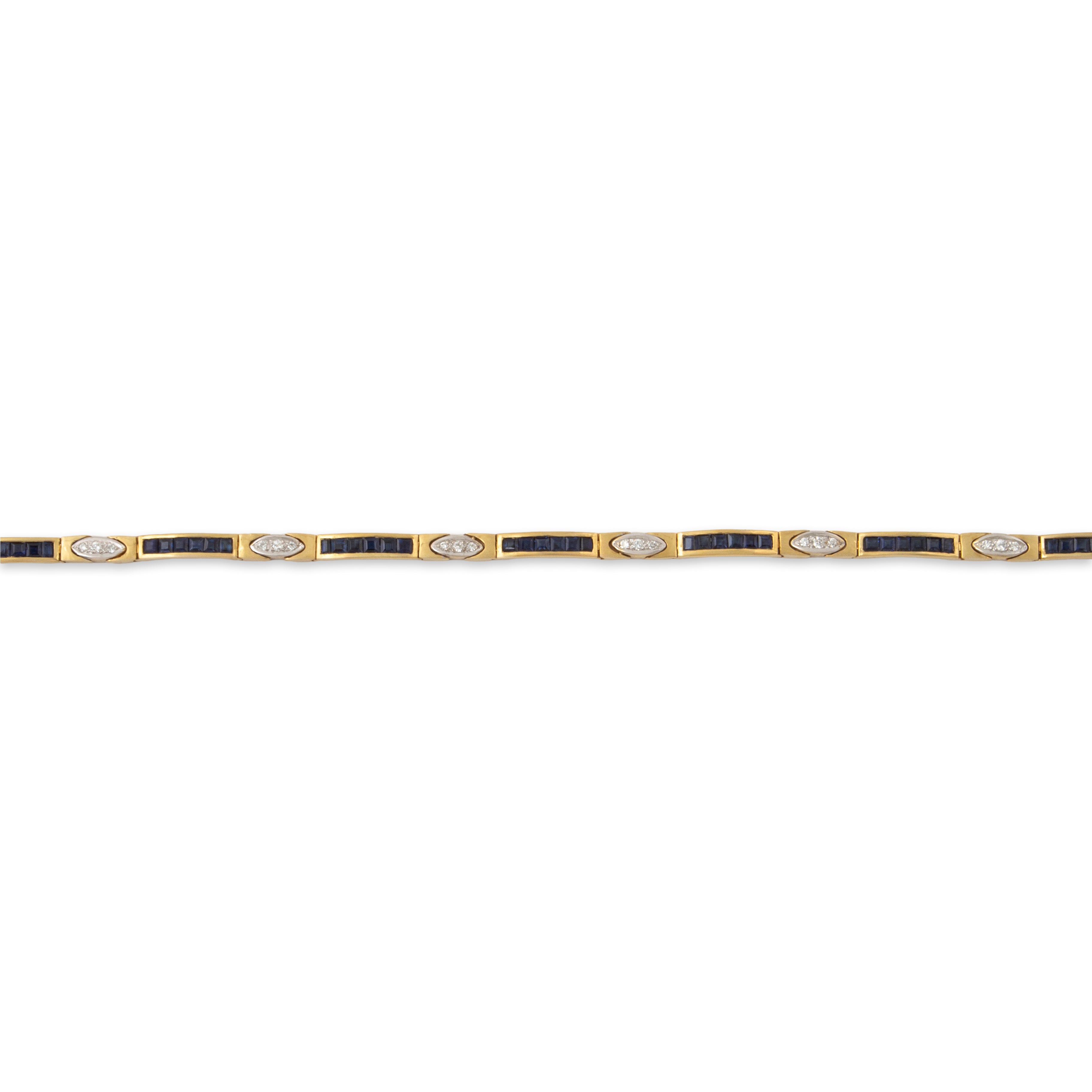 Vintage 18k Yellow Gold 3.36cttw Sapphire Diamond Tennis / Line Bracelet 6.75、mySite、hinf8tx79