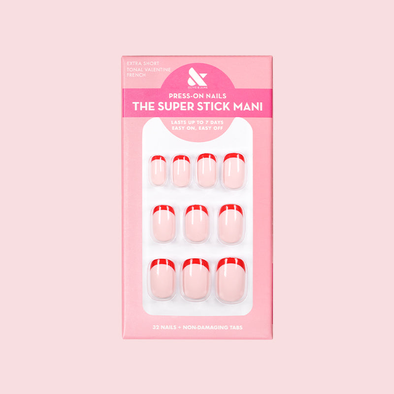 Tonal Valentine French | Extra Short | Squoval - Tab Press-On、mySite、solidvoid