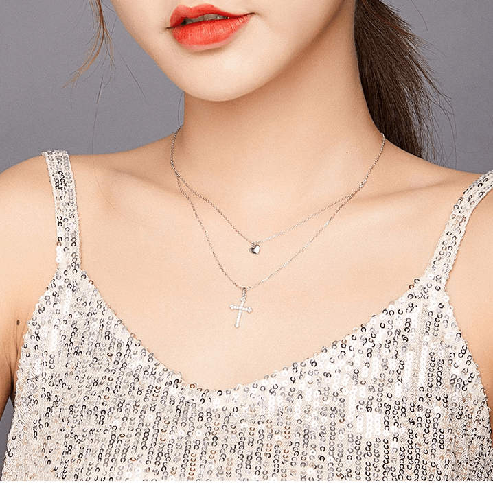 Double Strand Cross and Heart Necklace Gorgeous!、mySite、g9winljtr