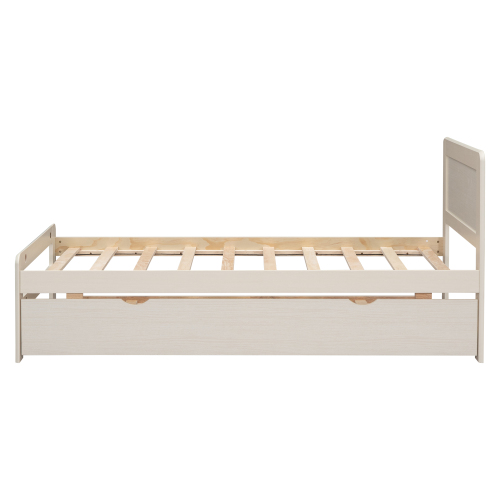Modern Design Twin Size Platform Bed Frame with 2 Drawers for Walnut Color、、xpatfood