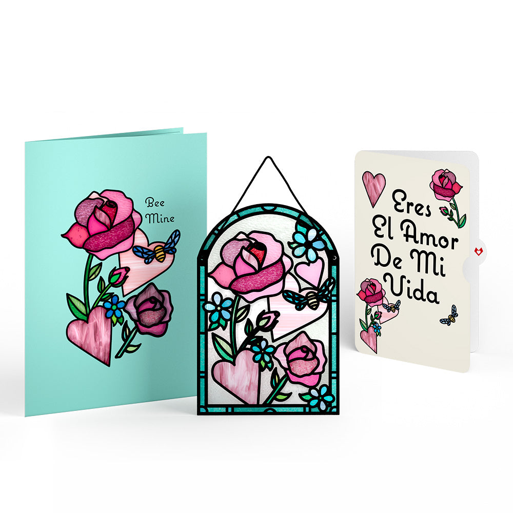 Bee Mine Suncatcher Eres El Amor De Mi Vida Valentine Pop-Up Card and Sentiment Set、mySite、solidvoid