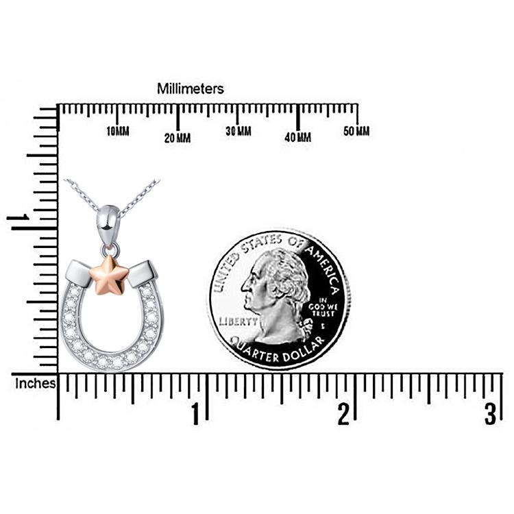 Lucky Horseshoe Sparkling Necklace Sterling Silver Rose Gold、mySite、g9winljtr
