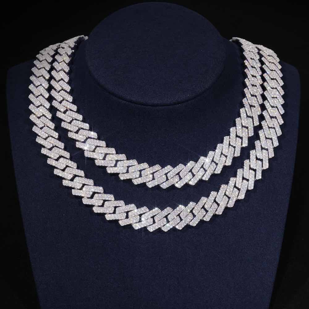 2-Row 15MM Moissanite Cuban Link Chain 14K Gold、mySite、hinf8tx79
