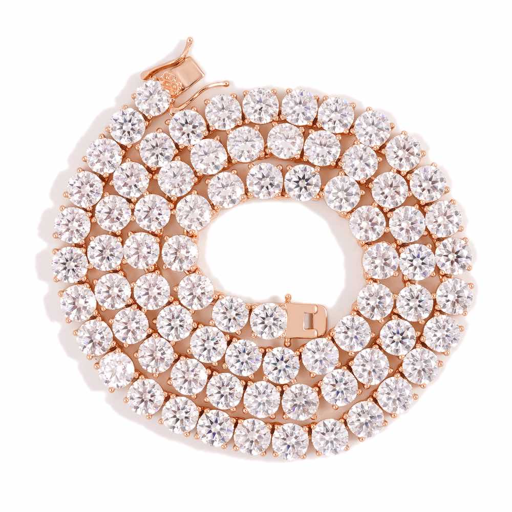 6MM Diamond Tennis Chain 14K Solid Rose Gold、mySite、hinf8tx79