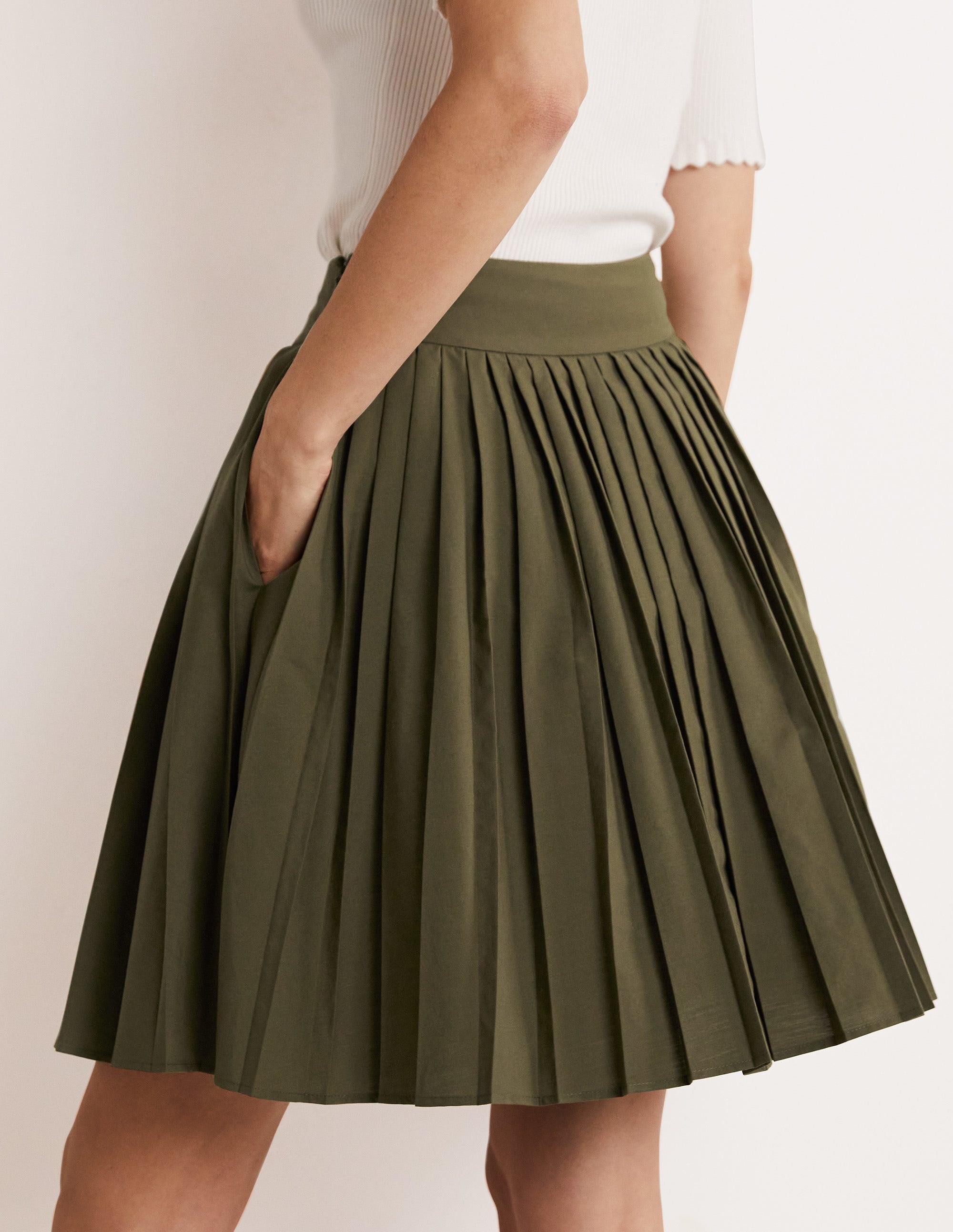  Pleated Cotton Mini Skirt-Oregano Green、mySite、ashleygrahame