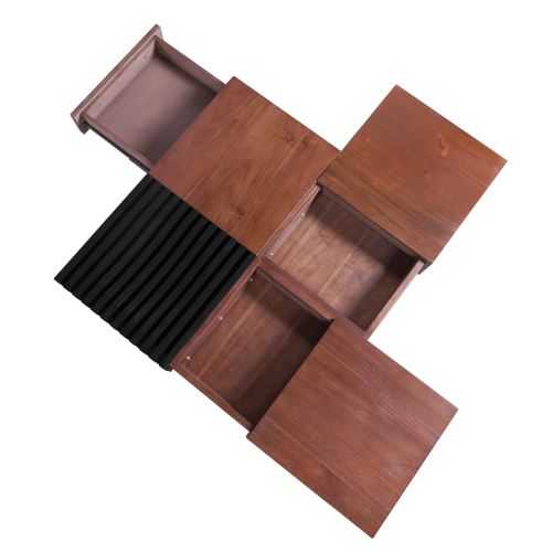 ITALIAN RETRO - INSPIRED ACACIA WOOD STORAGE COFFEE TABLE ,BROWN & BLACK COLOR、、eastwooduniform