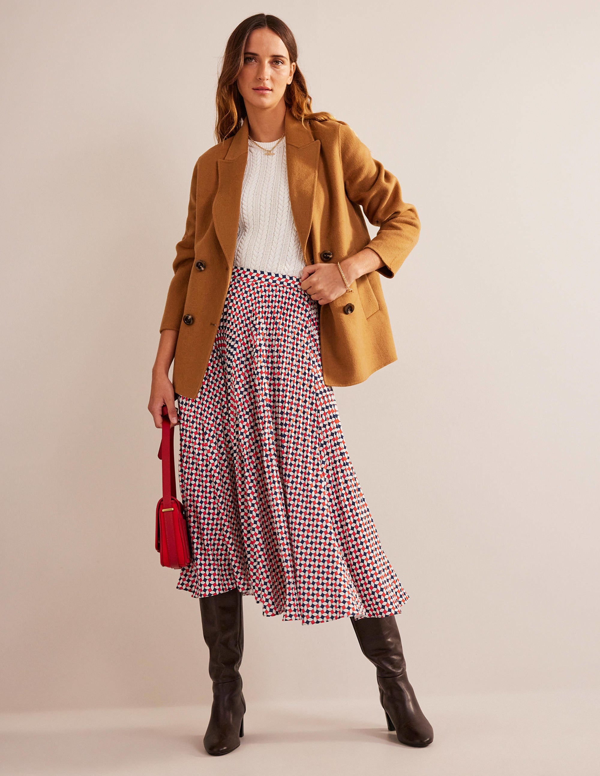  Pleated Midi Skirt-Fiesta Orange, Diamond、mySite、ashleygrahame