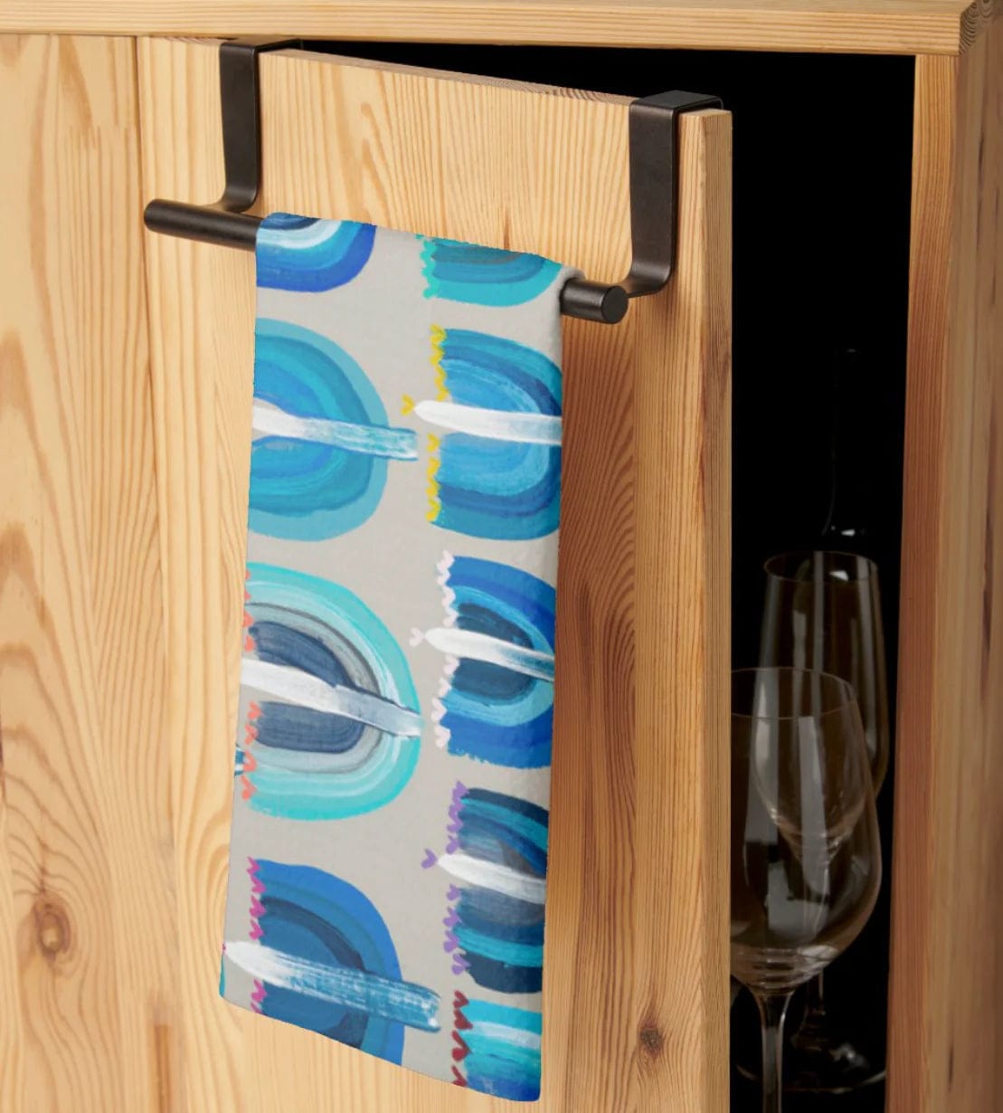 Blue Menorahs Hanukkah Kitchen Tea Towel、mySite、topwebapps