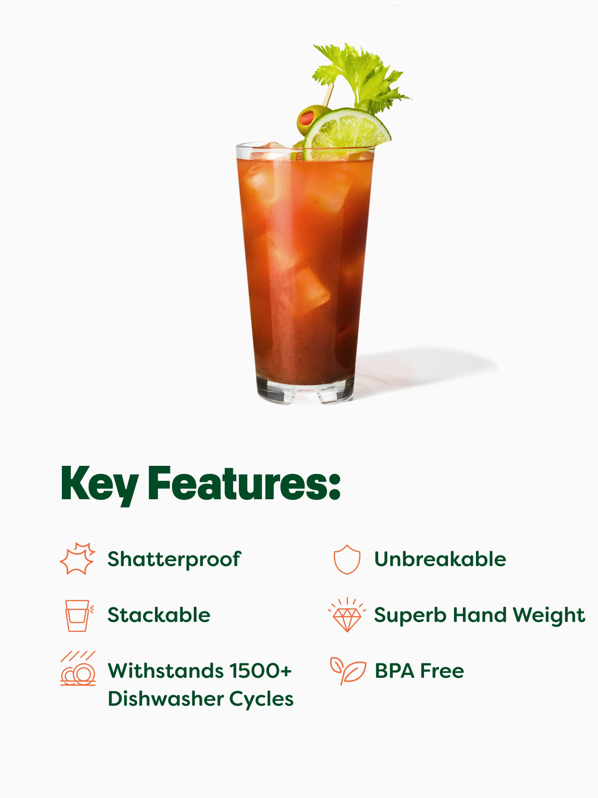 RESERVE 14oz Stackable Tall Tritan Copolyester Glass - Bulk、mySite、camillekostekn