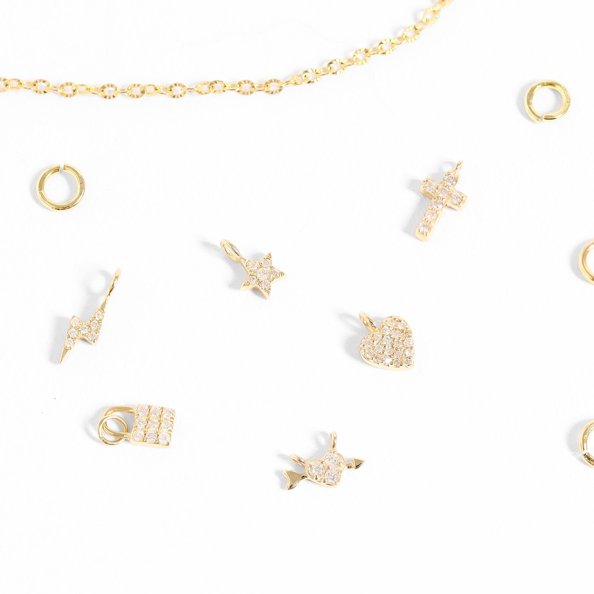 14K Solid Gold Diamond Cross Charm for Permanent Jewelry / PMJ1023、mySite、dreamappss