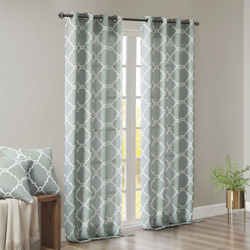 Fretwork Print Grommet Top Window Curtain Panel(Only 1 Pc Panel)、、eastwooduniform
