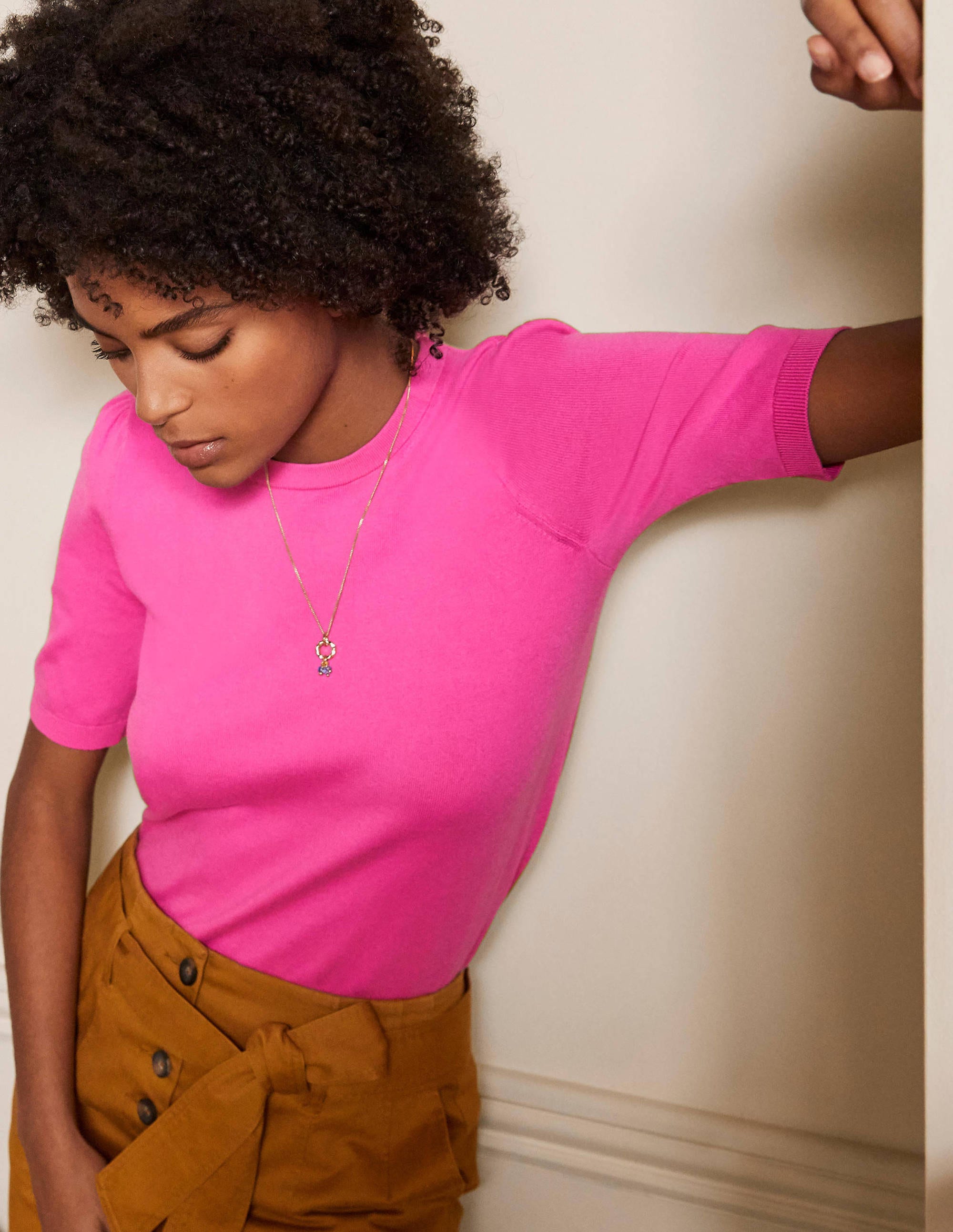  Cotton Crew Knitted Top-Candy Pink、mySite、ashleygrahame