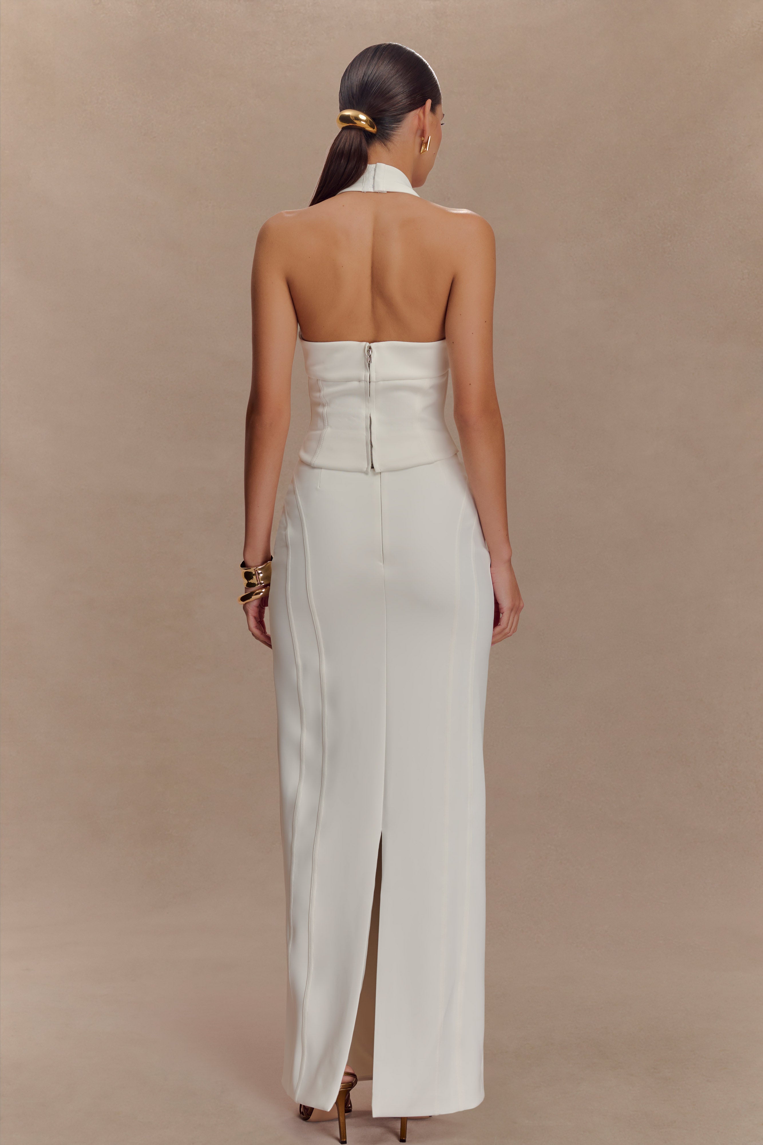 Alma High Waist Maxi Skirt - White、mySite、solidvoid