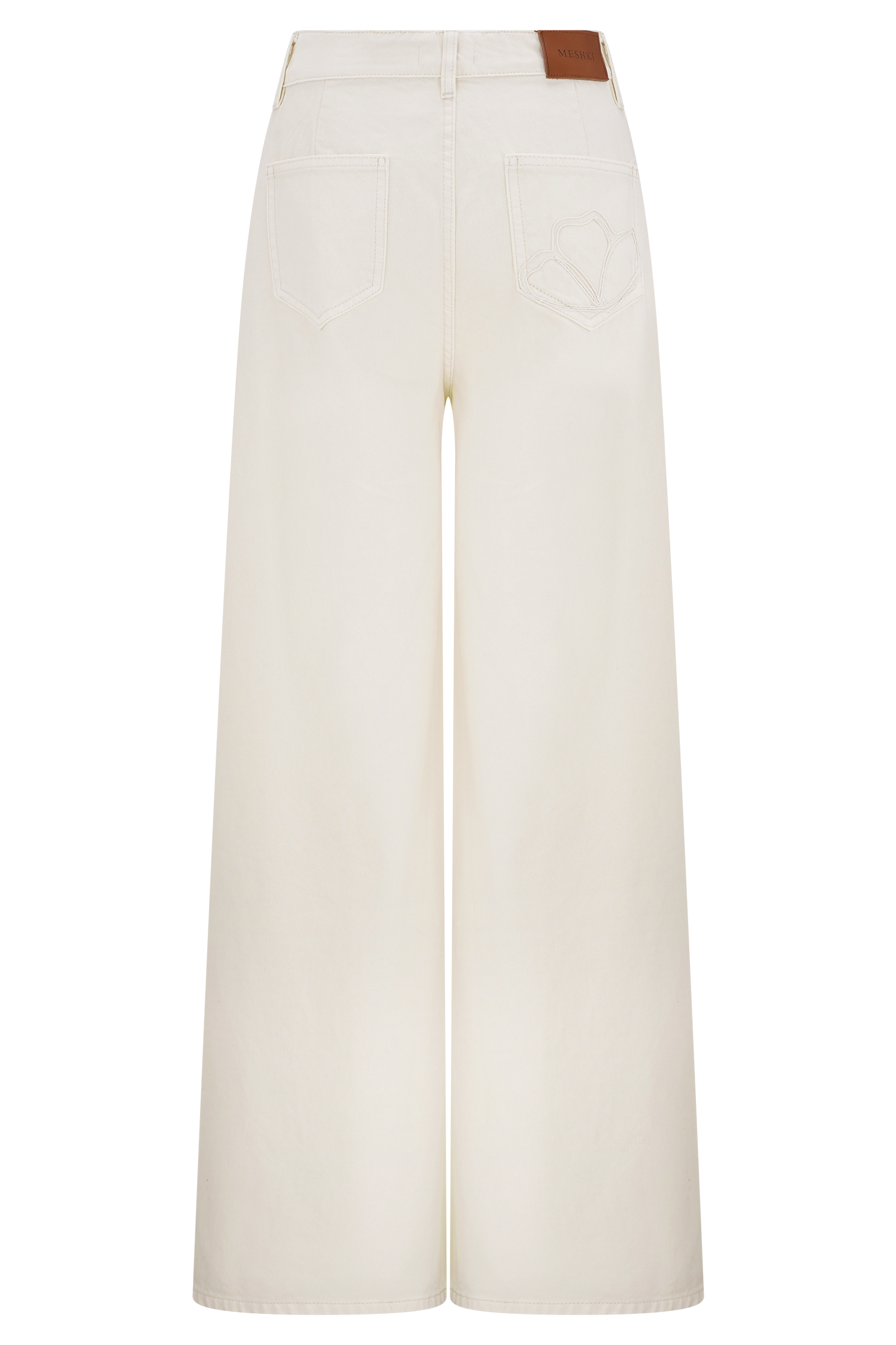 Carmella Embroided Straight Leg Jeans - Ecru、mySite、solidvoid