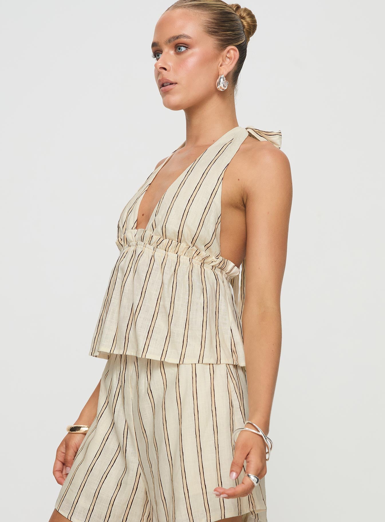 Ease Linen Blend Set Cream / Black、mySite、solidvoid