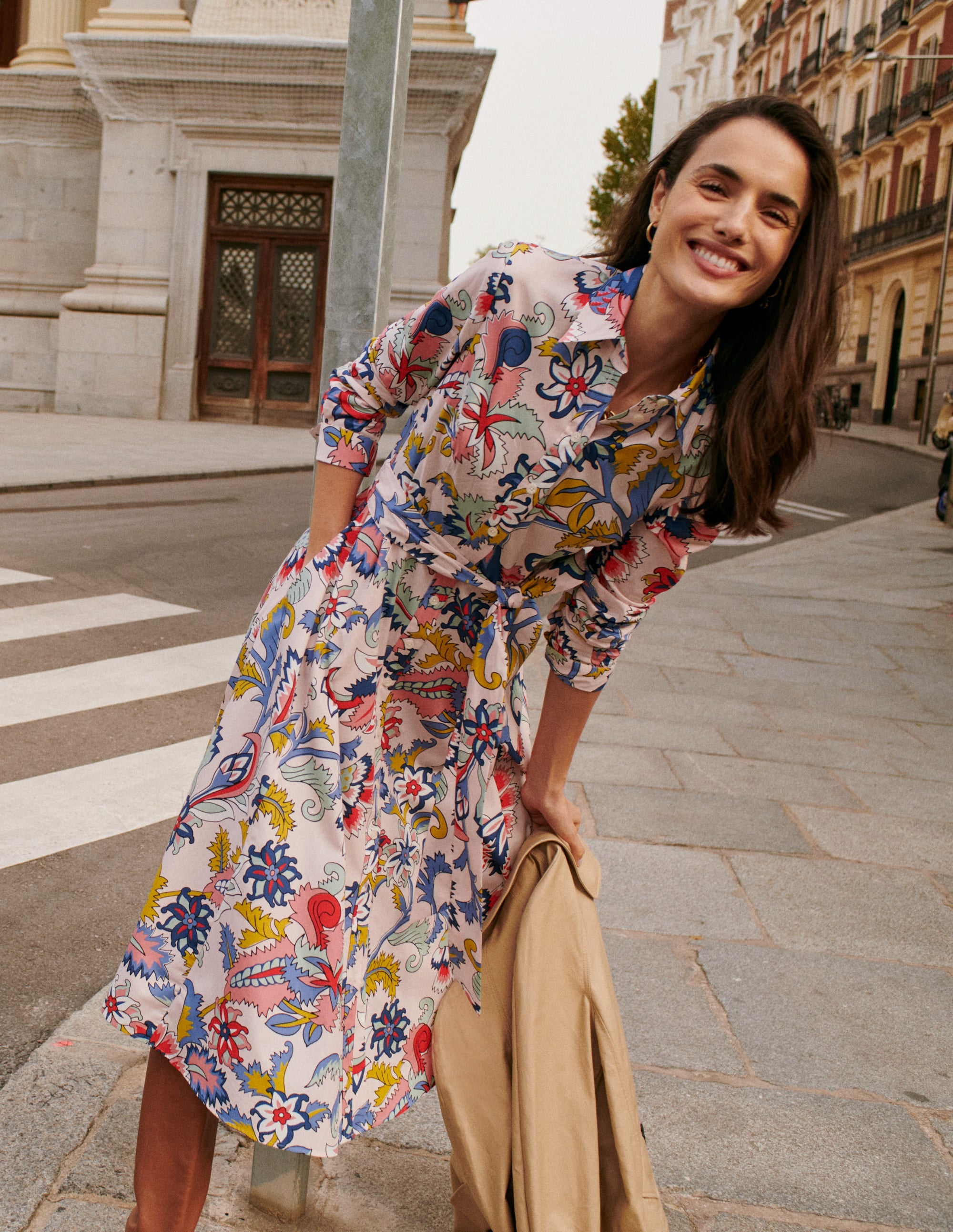  Amy Cotton Midi Shirt Dress-Marshmallow, Botanical Bunch、mySite、ashleygrahame