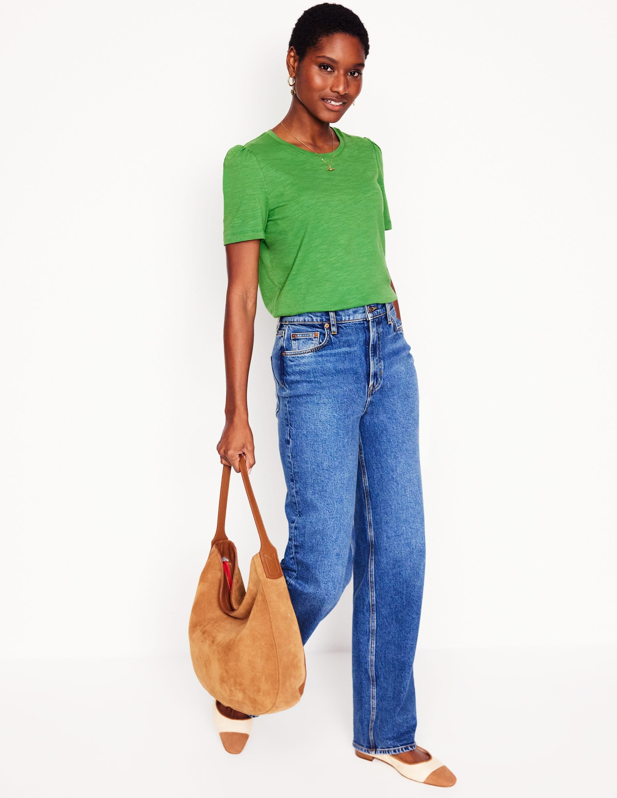  Cotton Puff Sleeve T-Shirt-Paradise Green、mySite、ashleygrahame