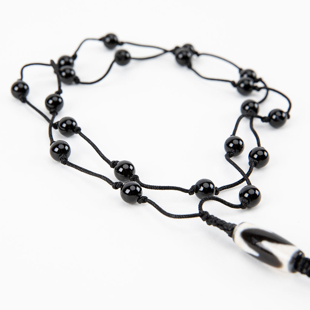 Knotted Onyx & Dzi Bead Necklace、mySite、topwebapps