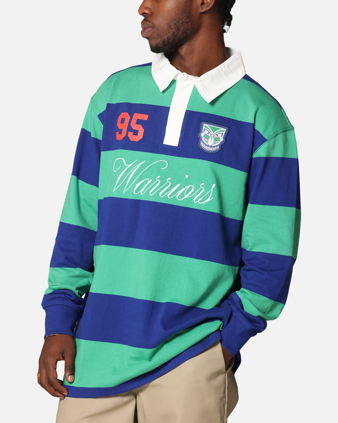 Bleacher Athletic New Zealand Warriors NRL Stripe Rugby Polo Shirt Official Team Colour、mySite、zt4zffjzw