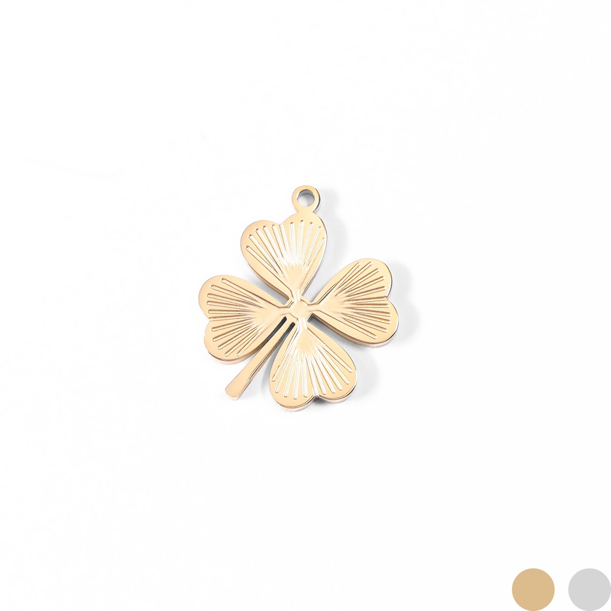 18K Gold PVD Stainless Steel Sunburst Four Leaf Clover Charm / PDL0007、mySite、dreamappss