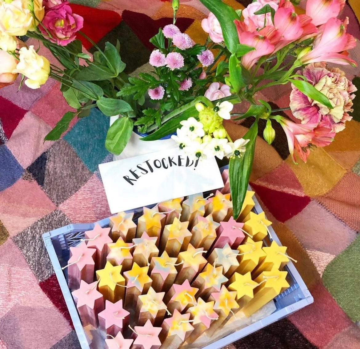 Star of David Pillar Candle - Pink or Yellow、mySite、topwebapps