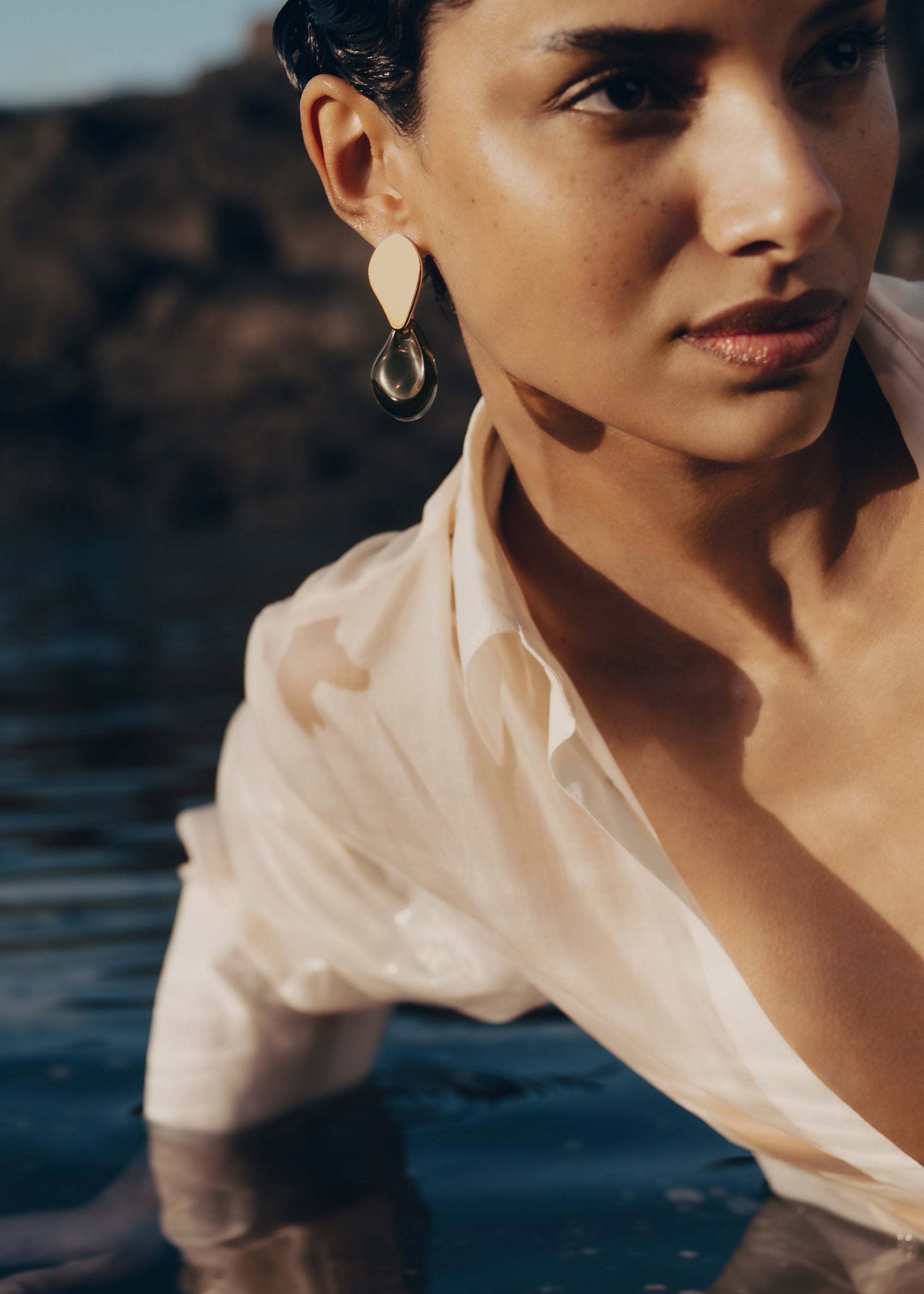 Boucles d'oreilles Na茅 - Verre fum茅、mySite、camillekostekn