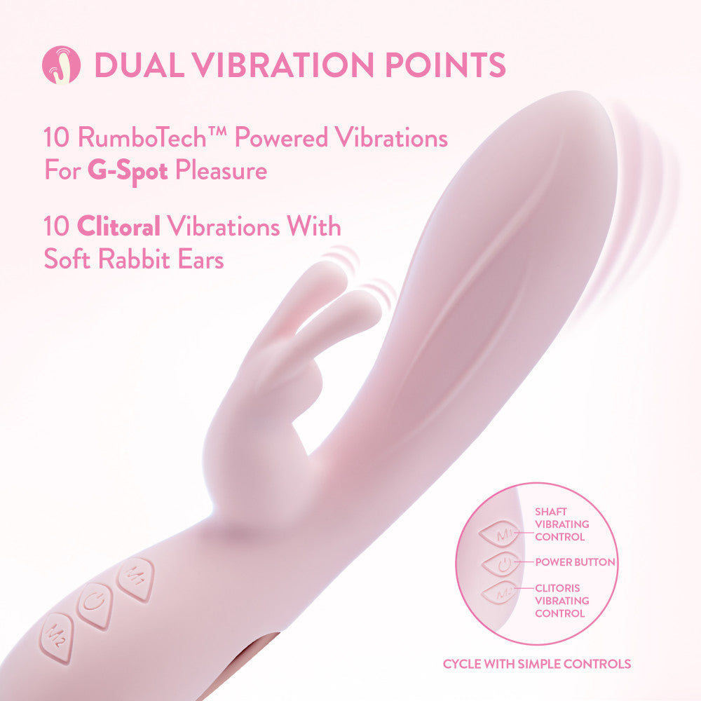 Blush | Morgan 7.75 Inch G Spot Clitoral Dual Stimulation Silicone Rabbit Vibrator With 10 RumboTech™ Vibrations - Pink、mySite、bottomscart