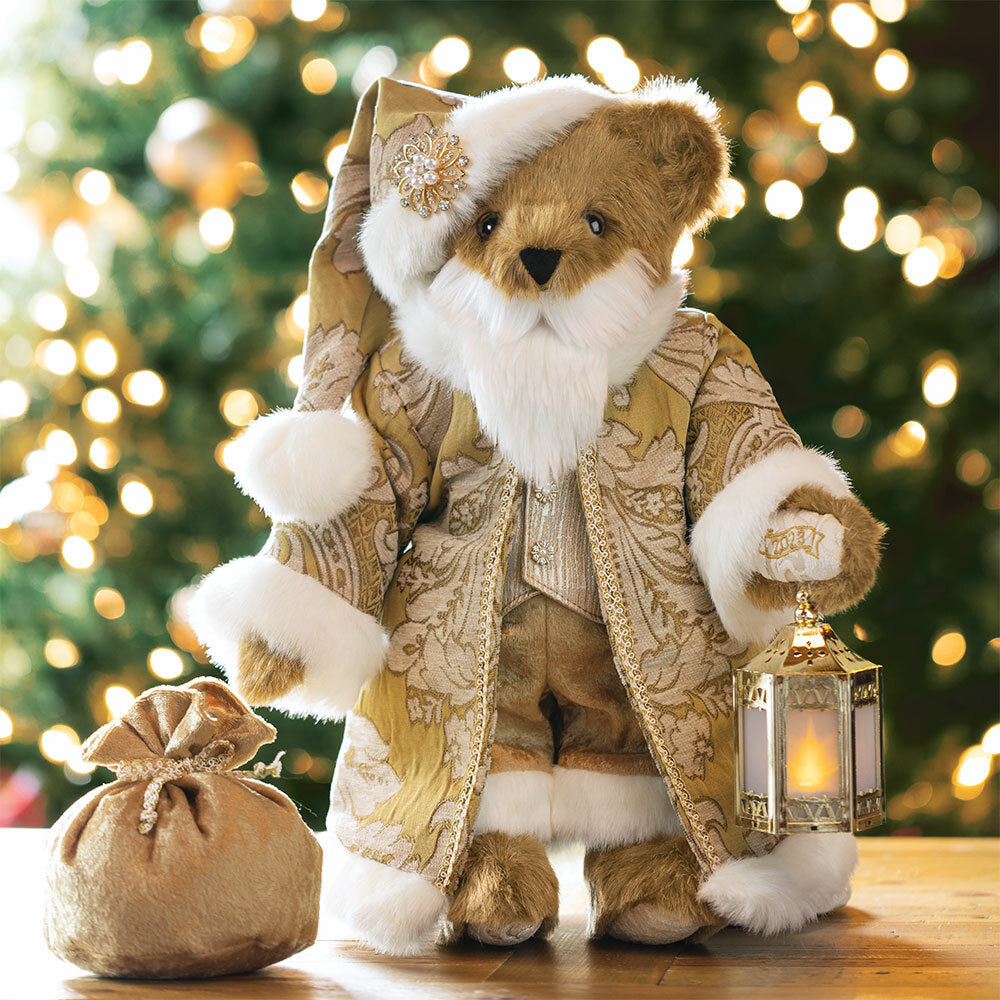 15 In. Limited Edition Gilded Christmas Santa Bear、mySite、g9winljtr