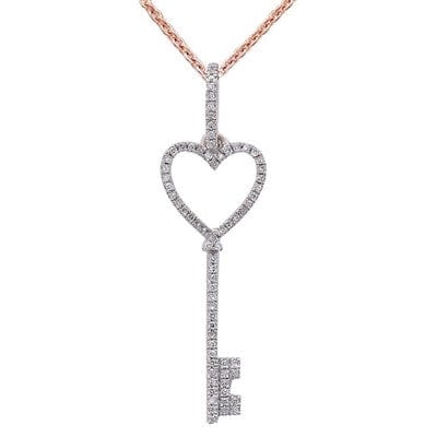 Key to My Heart Diamond Pendant 14K White, Yellow or Rose Gold、mySite、g9winljtr