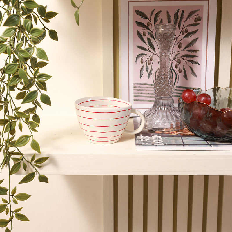 Ceramic Mug | Red & White | 340 ml、mySite、camillekostekn