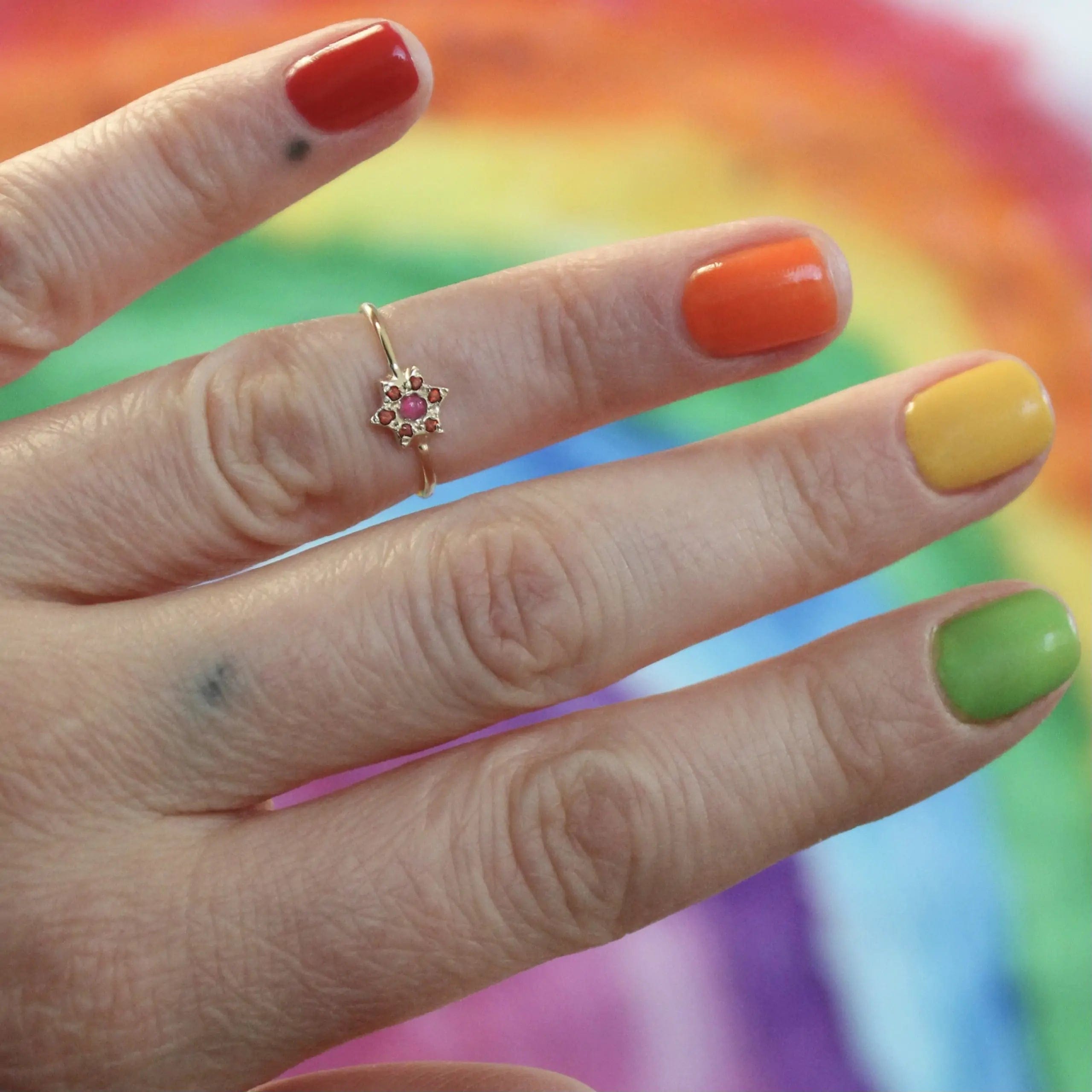 Custom Stones Star of David Ring with Gemstones by Elisa Solomon - 14k Yellow, Rose or White Gold、mySite、topwebapps