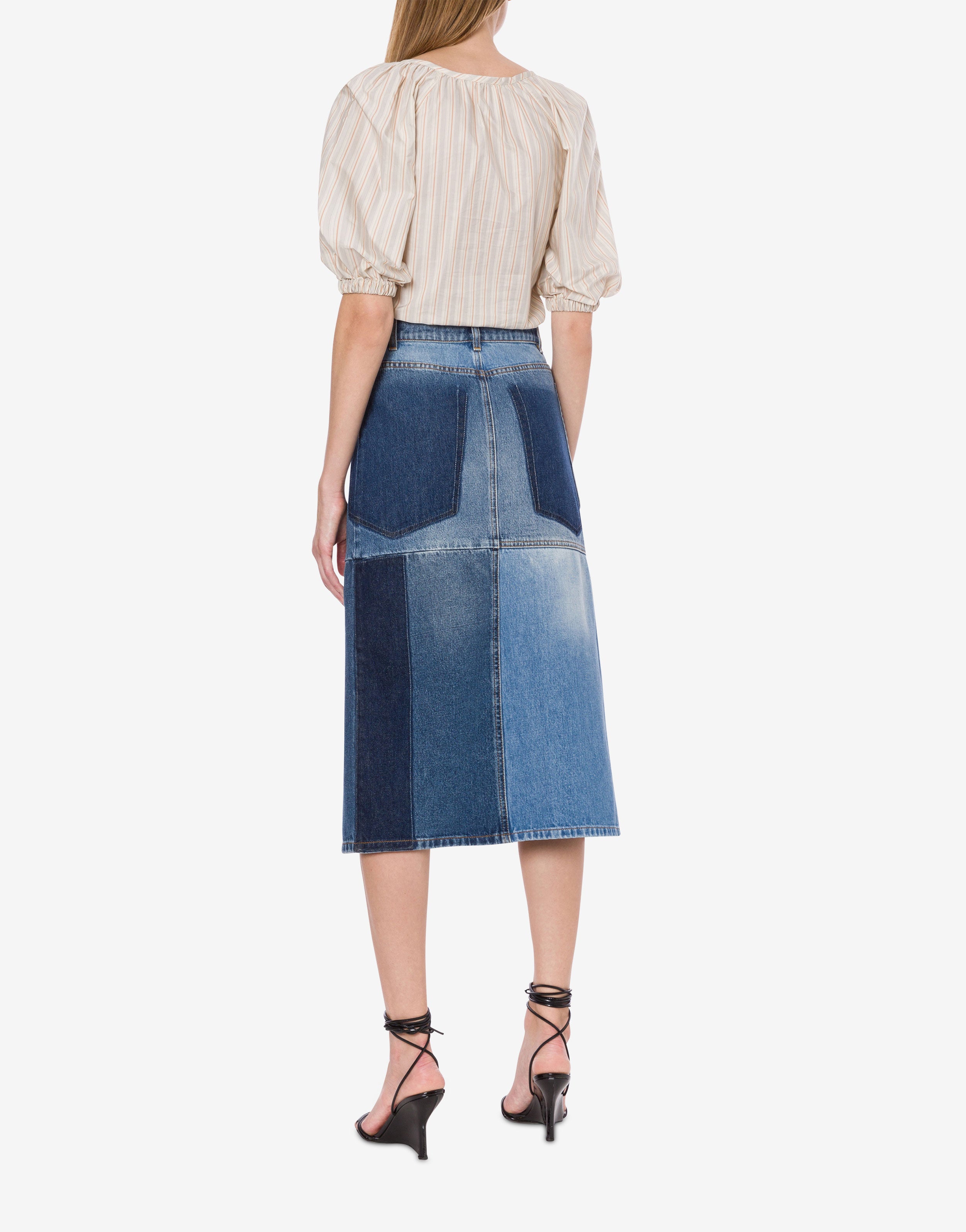 Camicia in cotone rigato con maniche baloon、mySite、aoinhome