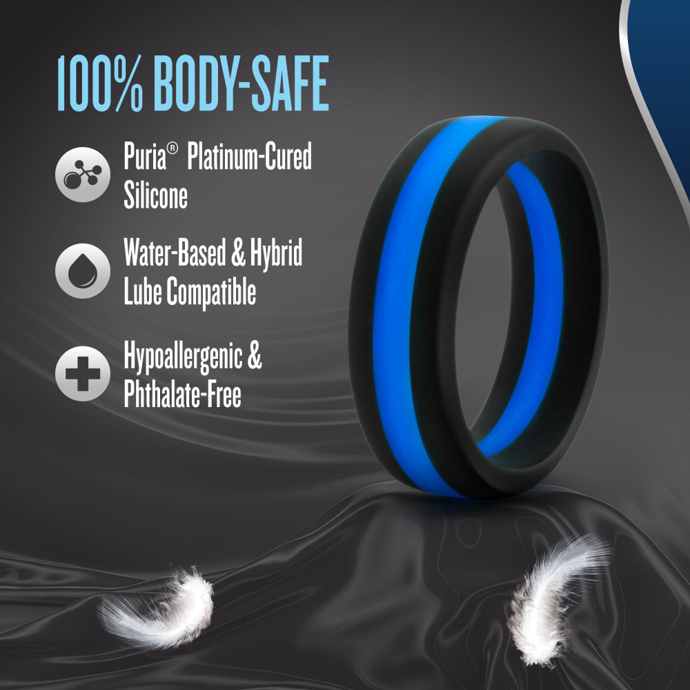 Performance By Blush® | Pro: Blue & Black Penis Ring - Made with Puria™ Silicone、mySite、bottomscart