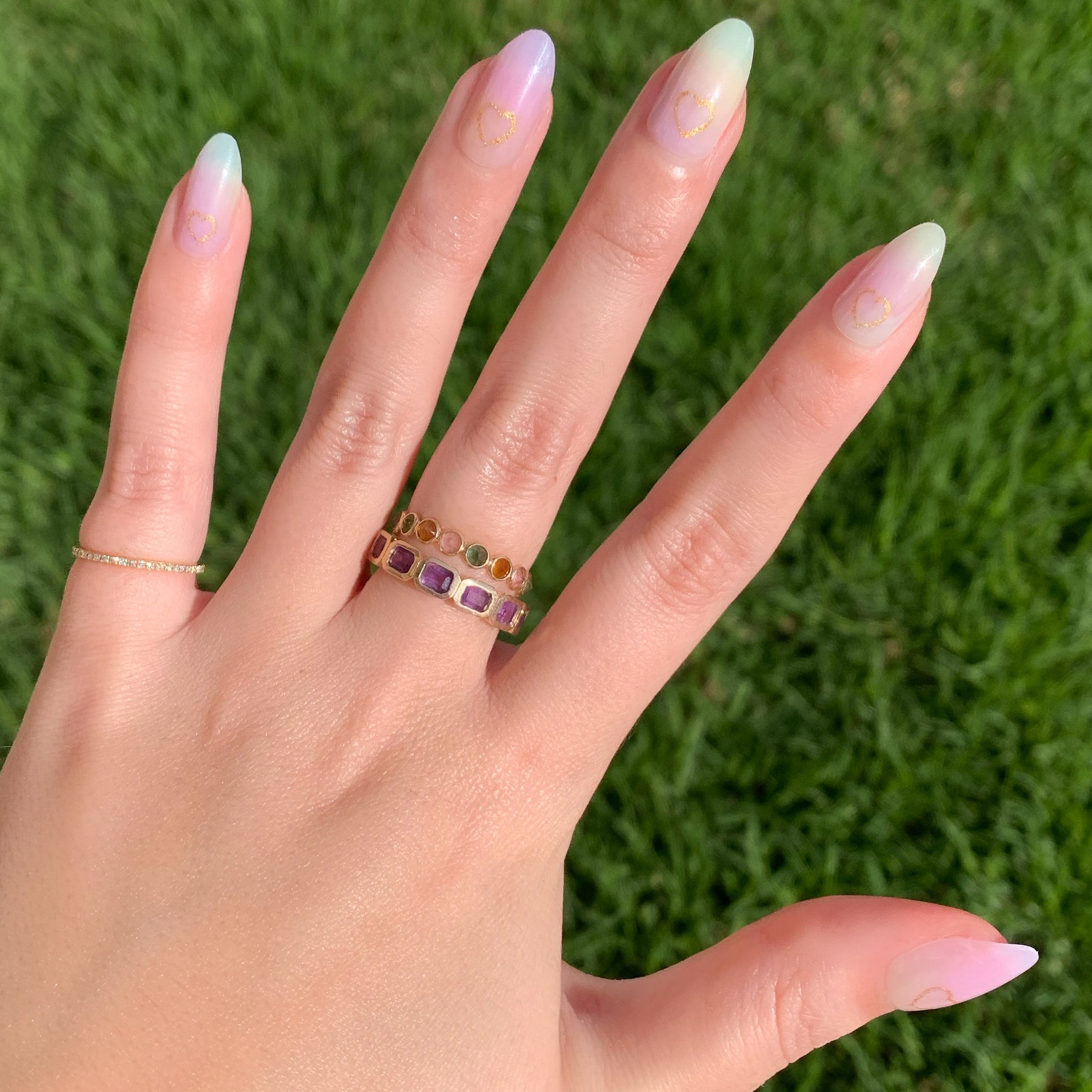 Glitter Heart Ombre | Almond | Medium、mySite、solidvoid