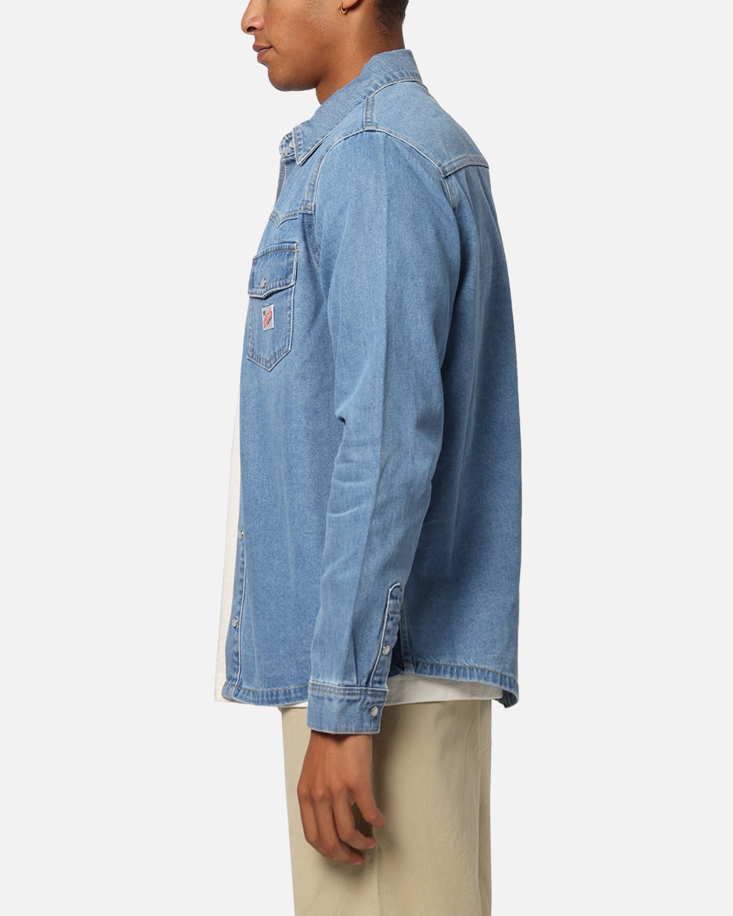 X-Large Denim Western Long Sleeve Shirt Mid Blue、mySite、zt4zffjzw