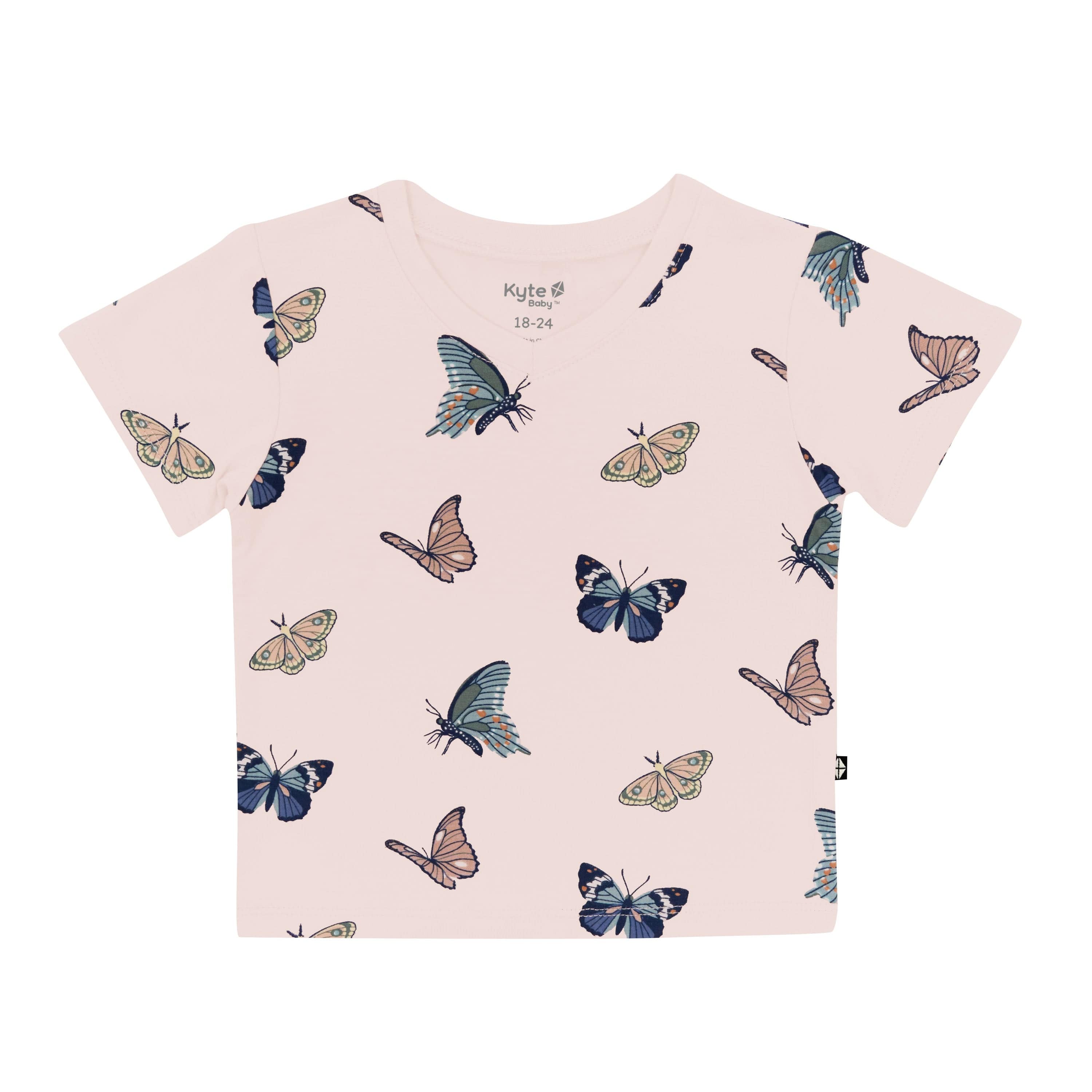  Toddler V-Neck Tee in Blush Butterfly、mySite、layawaytickets