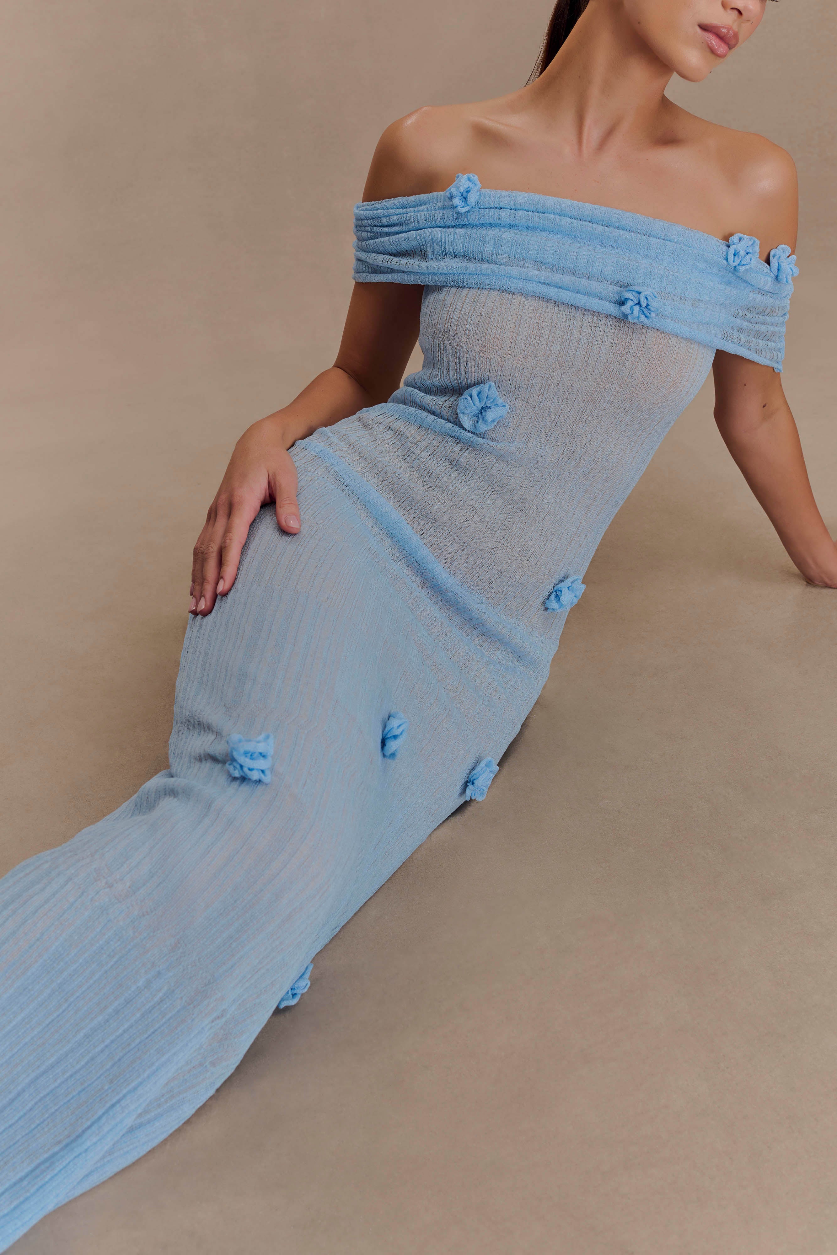 Brynn Orchid Knit Maxi Dress - Baby Blue、mySite、solidvoid