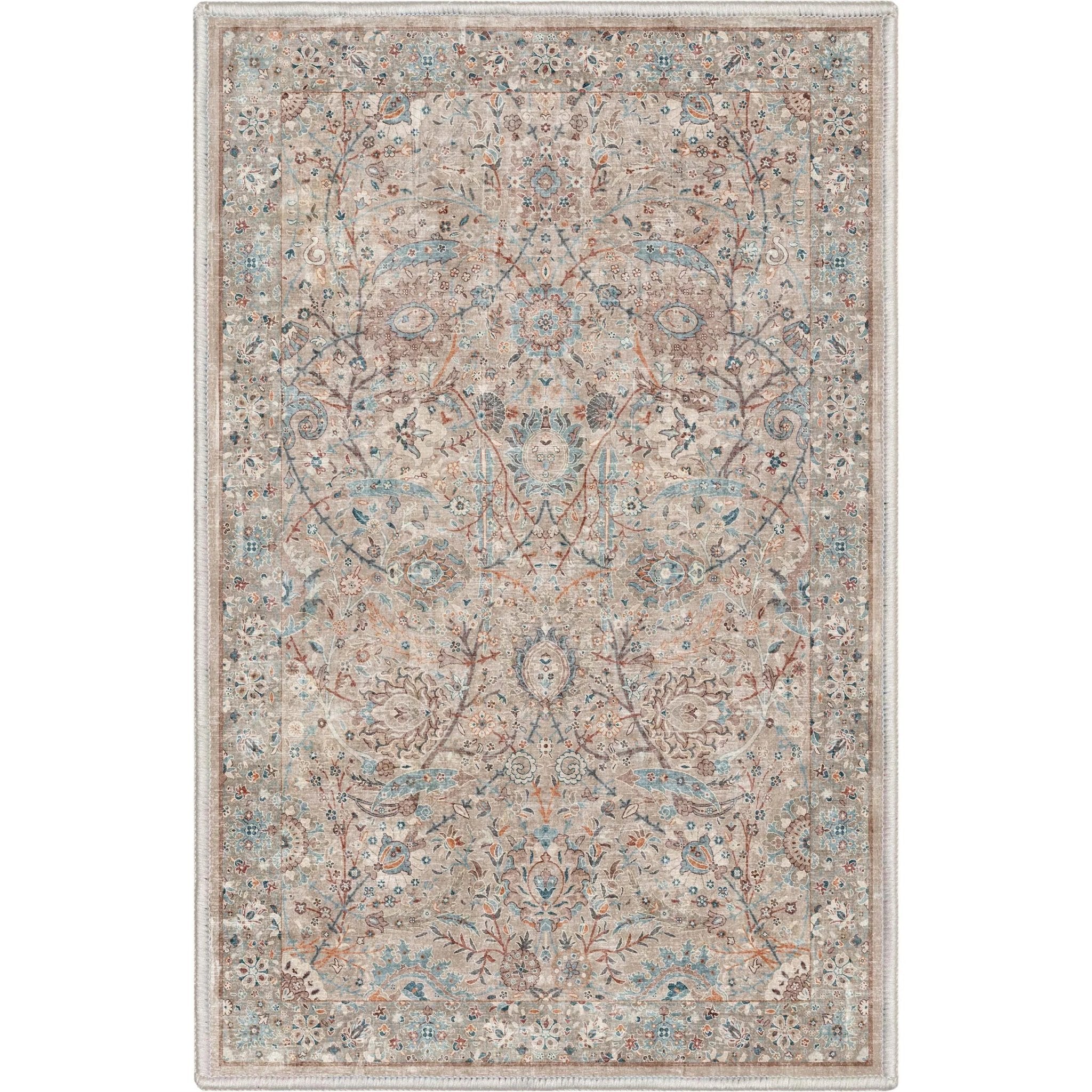 Emilia Vintage Persian Floral Ivory Flat-Weave Rug、mySite、gigharbornorthrealestate