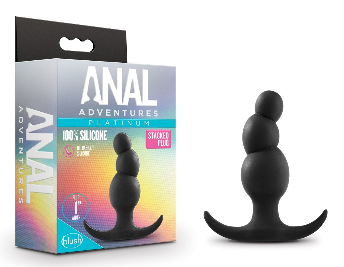 Anal Adventures Platinum By Blush® | Stacked Black 3.25-Inch Anal Plug、mySite、bottomscart
