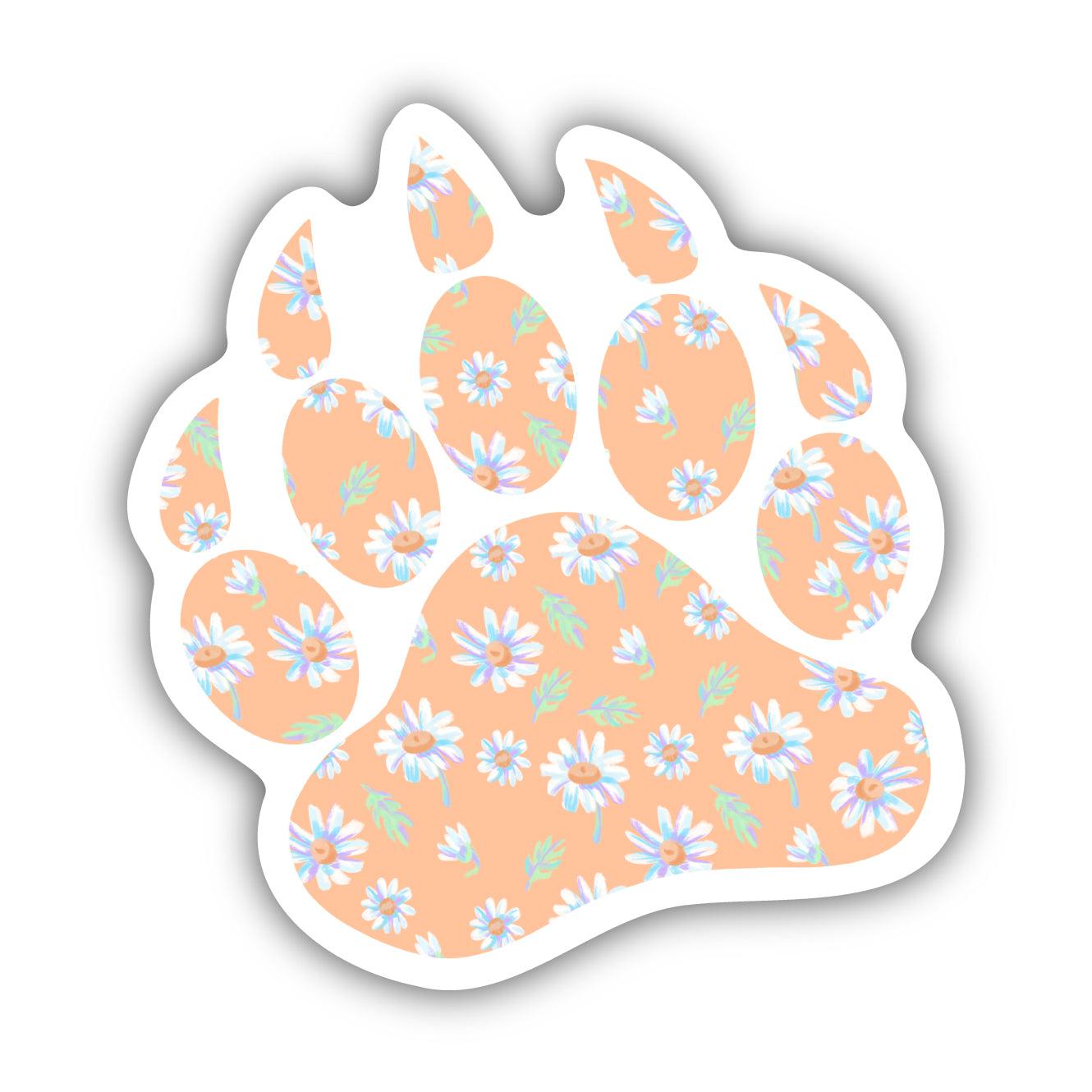  Orange Floral Bear Paw Print Sticker、mySite、elrpsem3k