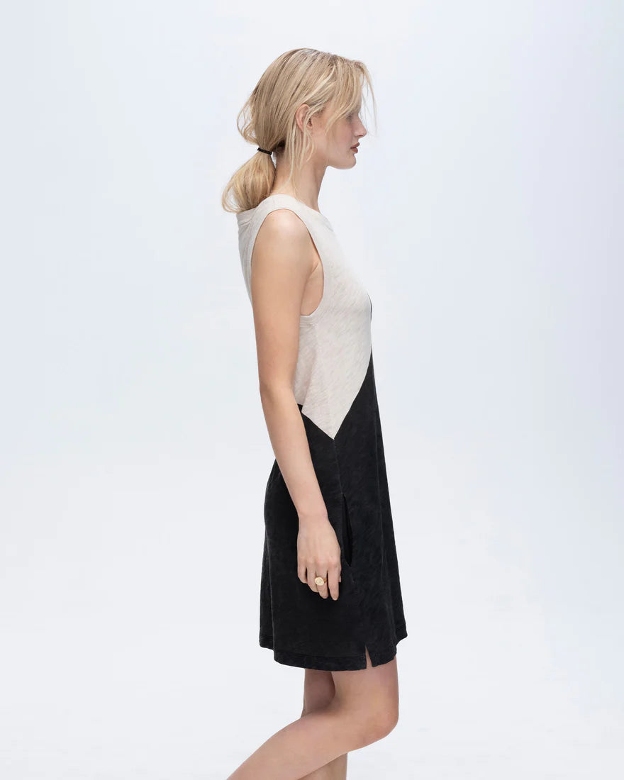 ATM Slub Jersey Sleeveless A-Line Dress with Colorblock、mySite、noshort