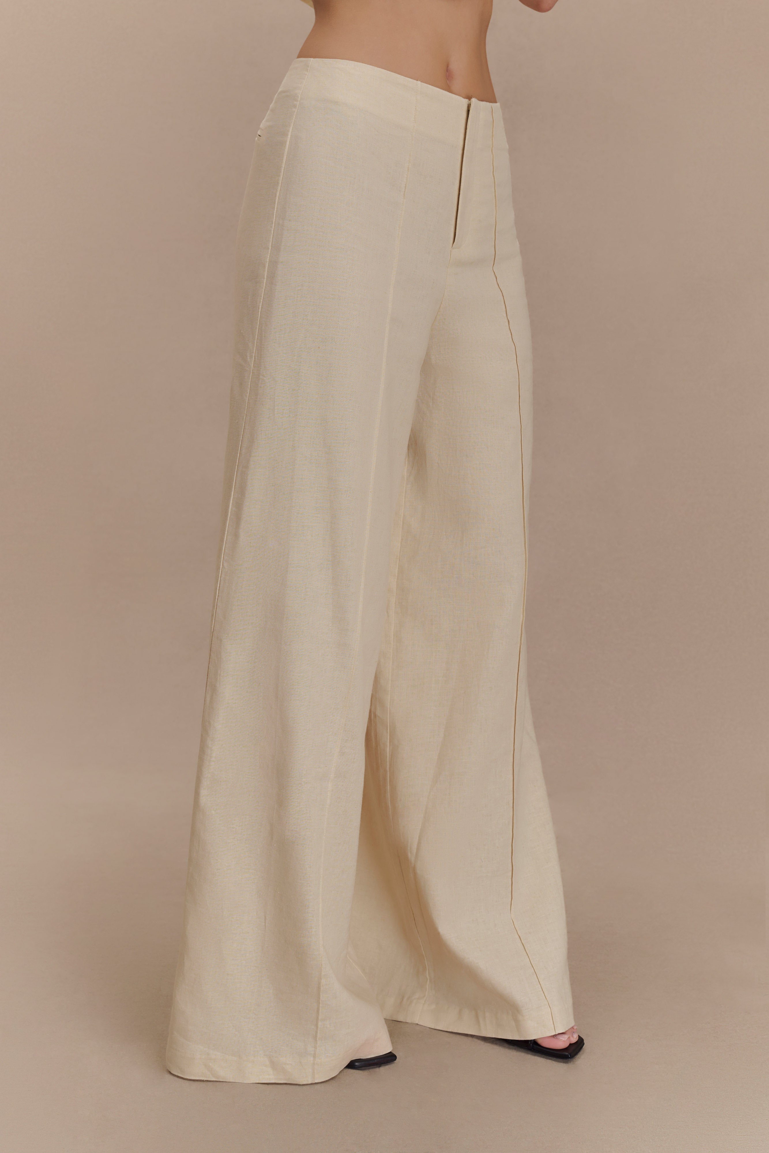 Brandi Linen Straight Leg Pant - Wheat Marle、mySite、solidvoid