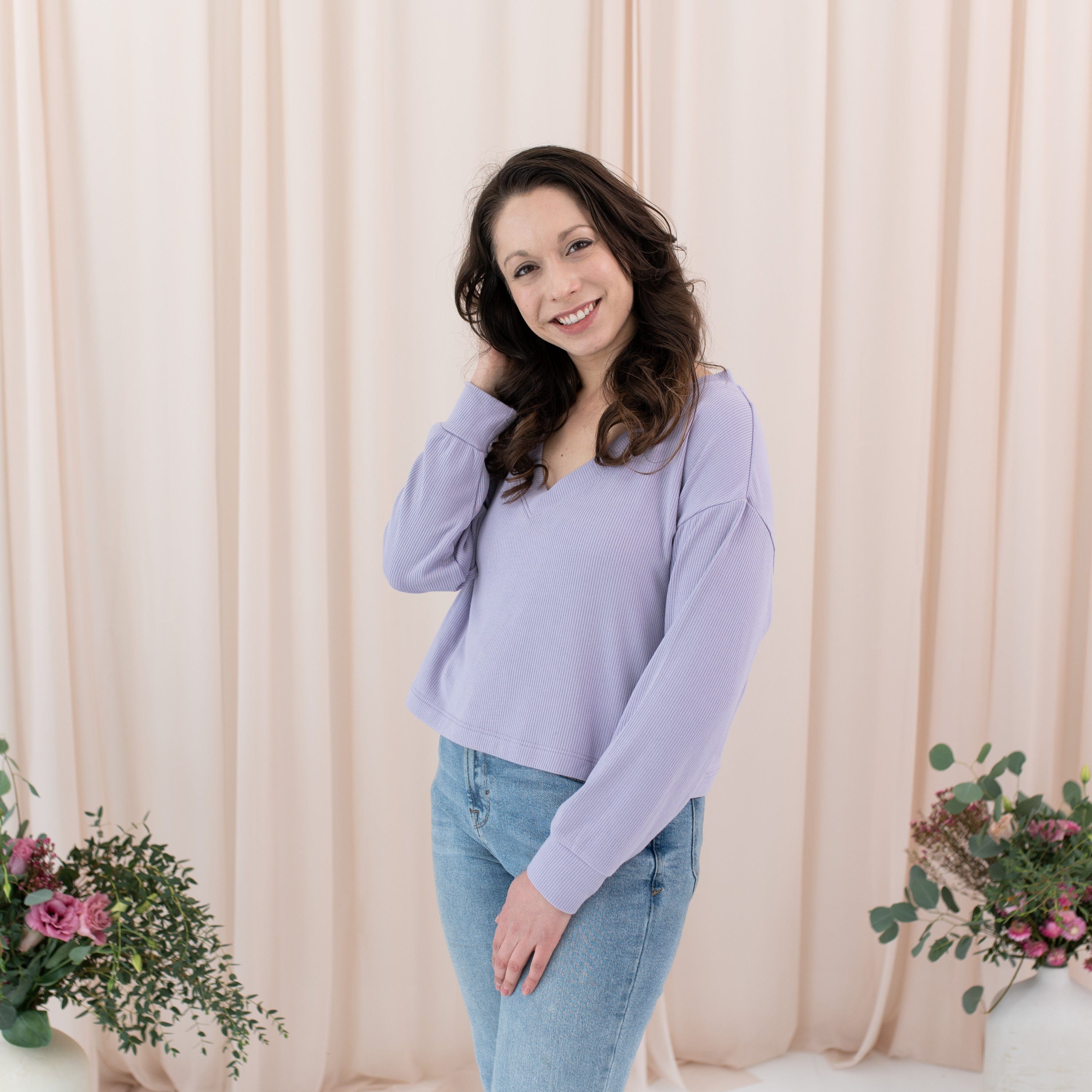  Women's Ribbed Long Sleeve Crop Top in Taro、mySite、layawaytickets