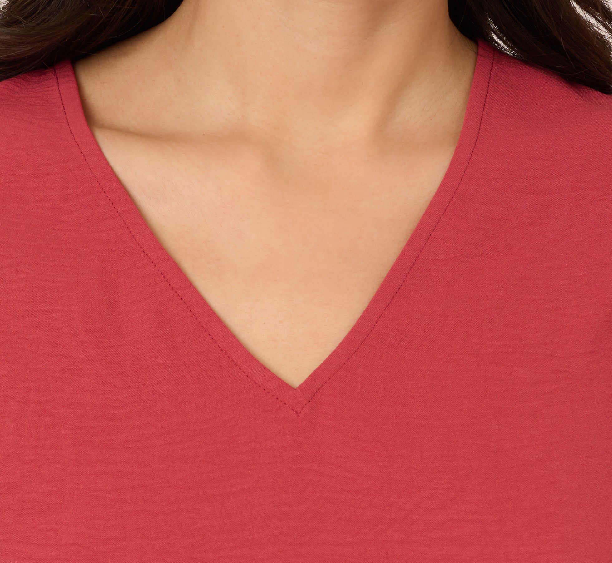 Ruffle Sleeve V Neck Satin Top In Rose、mySite、solidvoid