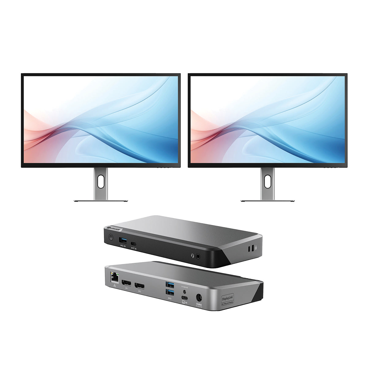 Clarity Max 32 UHD 4K Monitor with USB-C Power Delivery (Pack of 2) + DX2 Dual 4K Display Universal Docking Station _ with 65W Power Delivery、mySite、fannypackpong