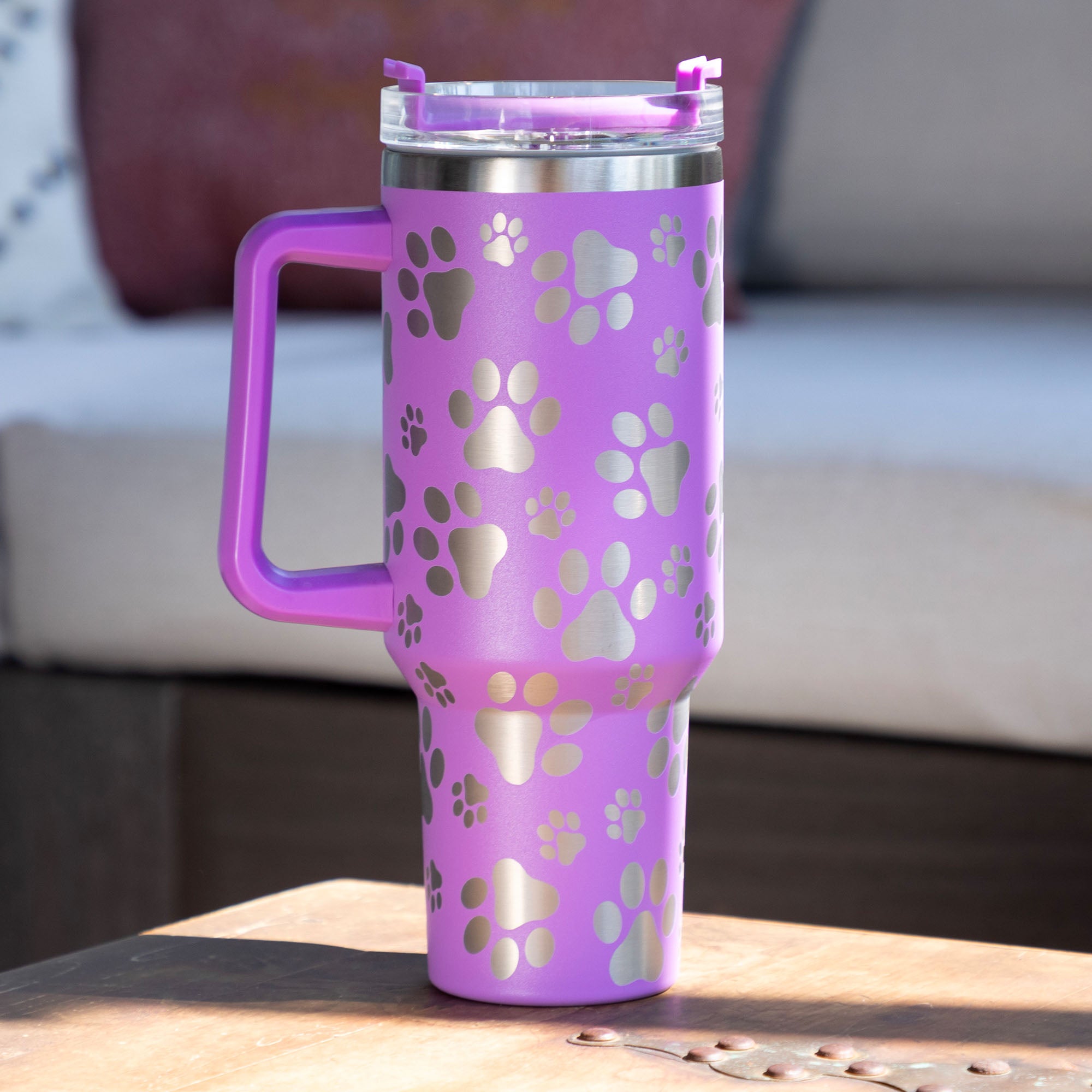 Paw Print Vacuum Sealed Stainless Steel Tumbler - 40 oz、mySite、camillekostekn